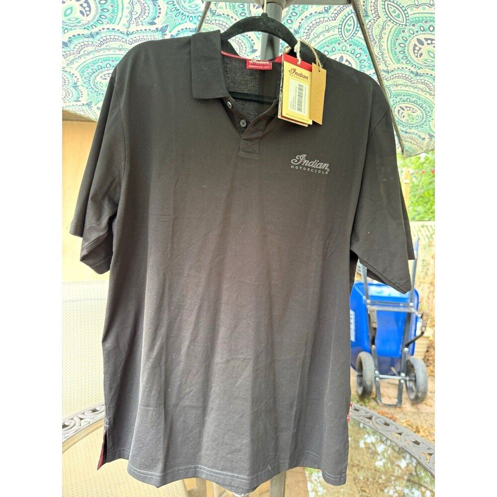 Indian Motorcycle Polo Shirt Men M Black NWT Authentic Clothing Classic Fit